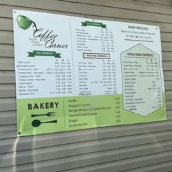 Coffee Corner - Menu as you wait in the drive thru