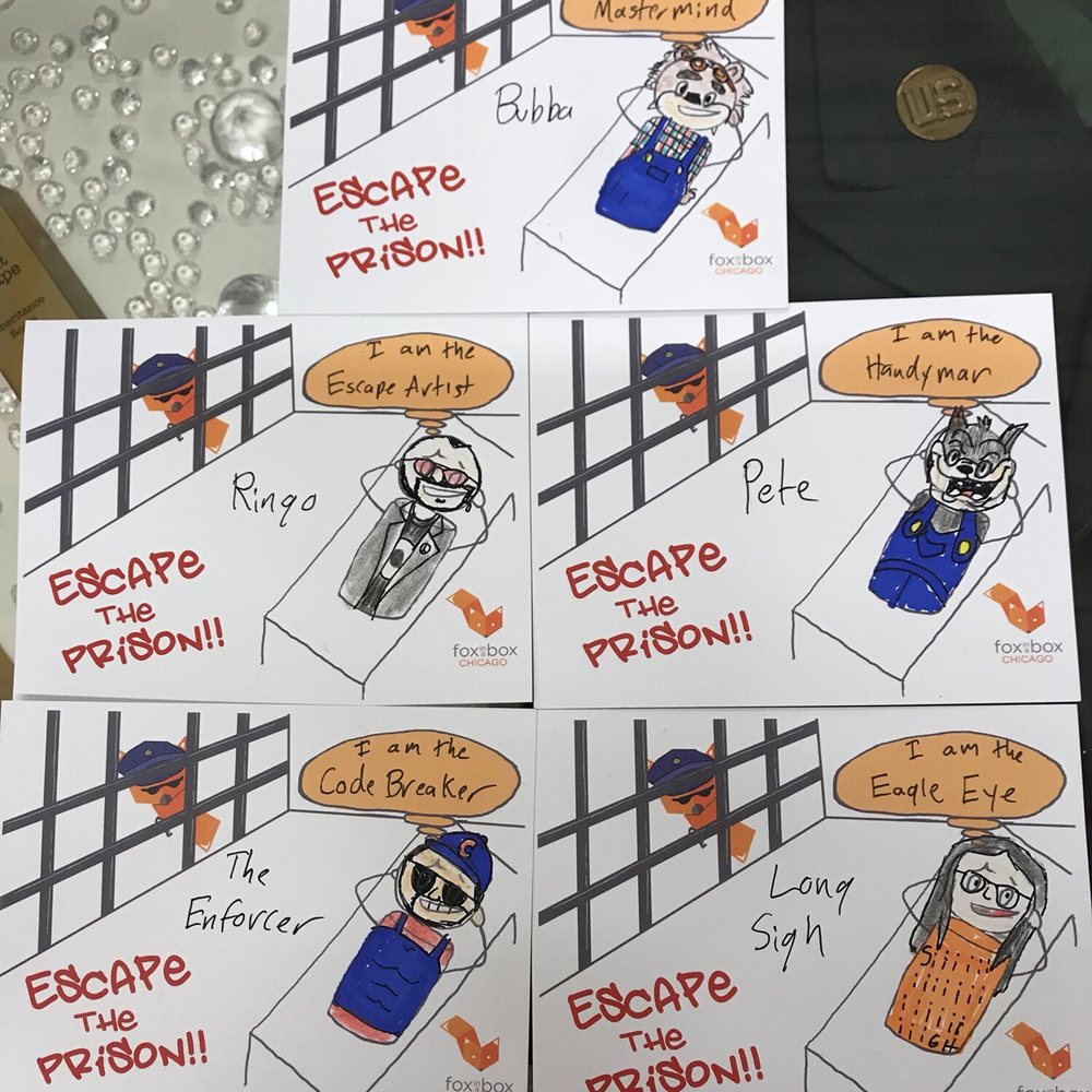 Fox in a Box - Our prison cards compliments of Ben our game master Warden. So much fun - Escape Games Near Me - Chicago, Illinois Fox in a Box - Our prison cards compliments of Ben our game master Warden. So much fun - Escape Games Near Me - Chicago, Illinois