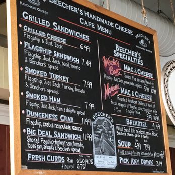 Beecher's Handmade Cheese - Menu. Get the Mac - Cheese Shops Near Me - Seattle, Washington Beecher's Handmade Cheese - Menu. Get the Mac - Cheese Shops Near Me - Seattle, Washington