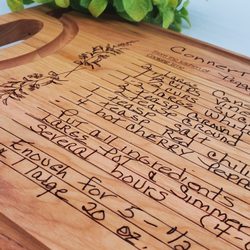 Broadway Floral - Made right here in the store, handwritten recipe cutting boards. Bring us your recipe!
