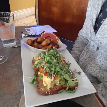 The Gold Vine Bistro - Avocado toast topped with organic micro greens. - New American Near Me - Somerset, California The Gold Vine Bistro - Avocado toast topped with organic micro greens. - New American Near Me - Somerset, California