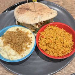 Nando's - Chicken Sammich, maca-maca cheese, and spicy rice