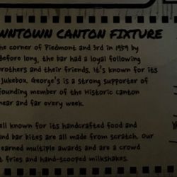 George's Lounge - The Story of George's (back of the menu)