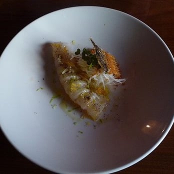 Uchi Austin - hirame usuzukuri: thinly-sliced floundersmoked sea saltyuzu zestdaikonquinoa candy - Sushi Bars Near Me - Austin, Texas Uchi Austin - hirame usuzukuri: thinly-sliced floundersmoked sea saltyuzu zestdaikonquinoa candy - Sushi Bars Near Me - Austin, Texas