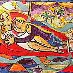 The Art of Sandra Dee - This is a detail of original art painted by Sandra Dee in a WHIMSICAL style. (SOLD)