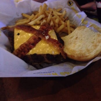 Buffalo Wild Wings - My boyfriends bacon cheeseburger & shoe string fries which are his favorite ! - American Near Me - Toms River, New Jersey
