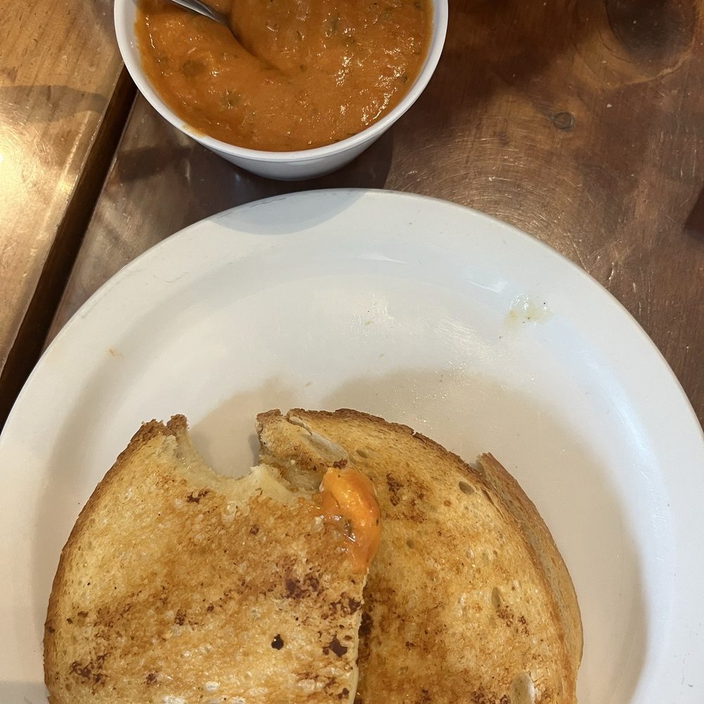 Tomato basil soup and grilled cheese. Tomato basil soup and grilled cheese.