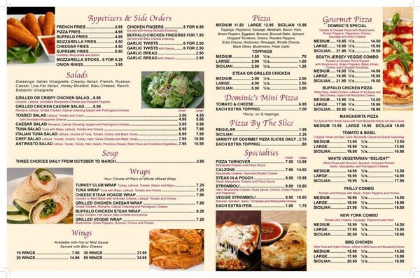 Menu photo 1 Dominic's Pizza Voorhees, NJ