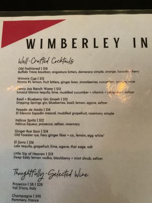 Menu photo 6 Wimberley Inn + Bar Wimberley, TX