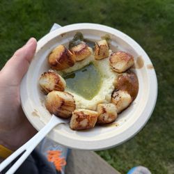 Cockrell Hard Cider - Basil scallops bowl with hatch chile grits