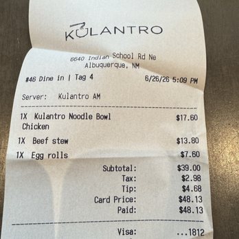 Kulantro - Bill - Vietnamese Near Me - Albuquerque, New Mexico Kulantro - Bill - Vietnamese Near Me - Albuquerque, New Mexico