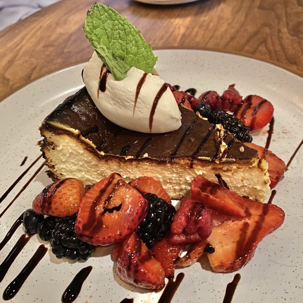 FLINT by Baltaire - Burnt Basque Cheesecake- the berries are very fresh - New American Near Me - Phoenix, Arizona FLINT by Baltaire - Burnt Basque Cheesecake- the berries are very fresh - New American Near Me - Phoenix, Arizona