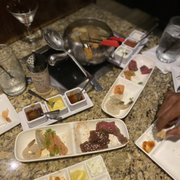 Photo of The Melting Pot - Tallahassee, FL, United States. Mojo cooking style with the classic (sub shrimp for the pork) and the surf and turf.