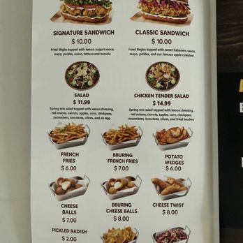 BHC Chicken - Menu. Sandwiches, salads and sides - Korean Near Me - Carlsbad, California