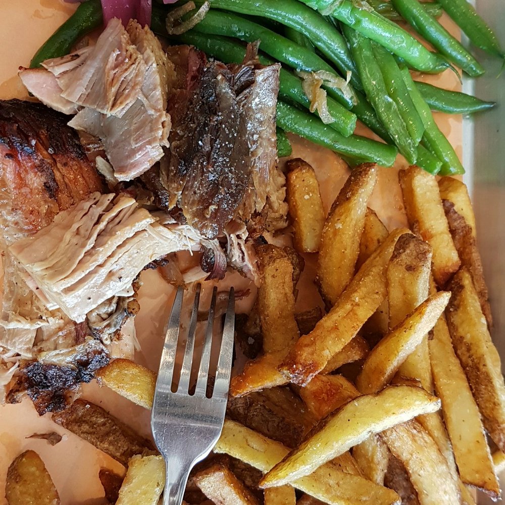 Butchies - Smoked pork, fries and green beans wow this is really very delicious! - Salad Near Me - Whitby, Ontario Butchies - Smoked pork, fries and green beans wow this is really very delicious! - Salad Near Me - Whitby, Ontario