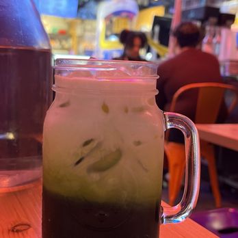 Zaab Zaab - Thai Green Tea ($5) - pretty interesting to try! strong green tea aftertaste - Thai Near Me - Flushing, New York