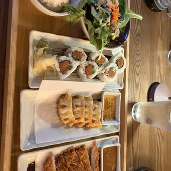 Nobuya - Combination of tonkatsu, gyoza, and spicy tuna roll. - Sushi Bars Near Me - Pleasant Hill, California