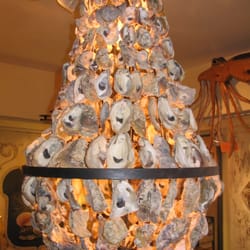 Carolina Street - Chandelier made from oyster shells.