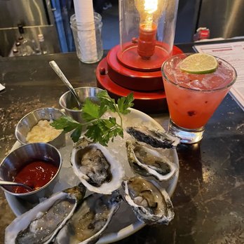 The Arrogant Butcher - Oysters and Ginger Berry Margarita - American Near Me - Phoenix, Arizona