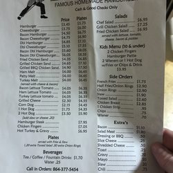 Arnold's Famous Homemade Hamburgers - Menu from 8/1/17