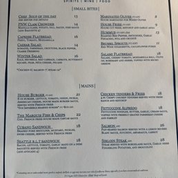 Updated dinner menu Updated dinner menu