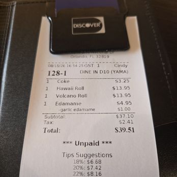 Sushi Yama - Bill - Sushi Bars Near Me - Orlando, Florida Sushi Yama - Bill - Sushi Bars Near Me - Orlando, Florida