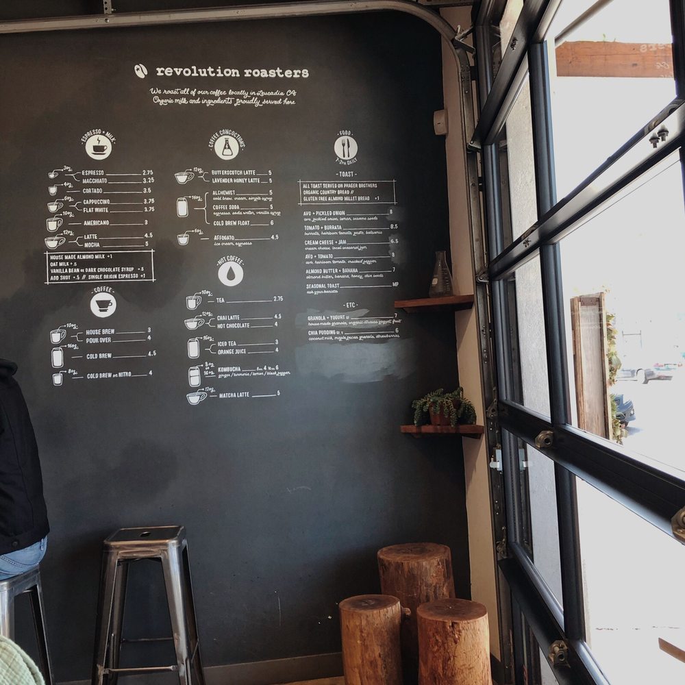 Revolution Roasters - crooked photo of the menu! - Coffee & Tea Near Me - Oceanside, California Revolution Roasters - crooked photo of the menu! - Coffee & Tea Near Me - Oceanside, California