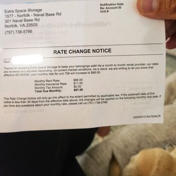 Extra Space Storage - Went from gaurenteed monthly $57 to $97 - Self Storage Near Me - Norfolk, Virginia