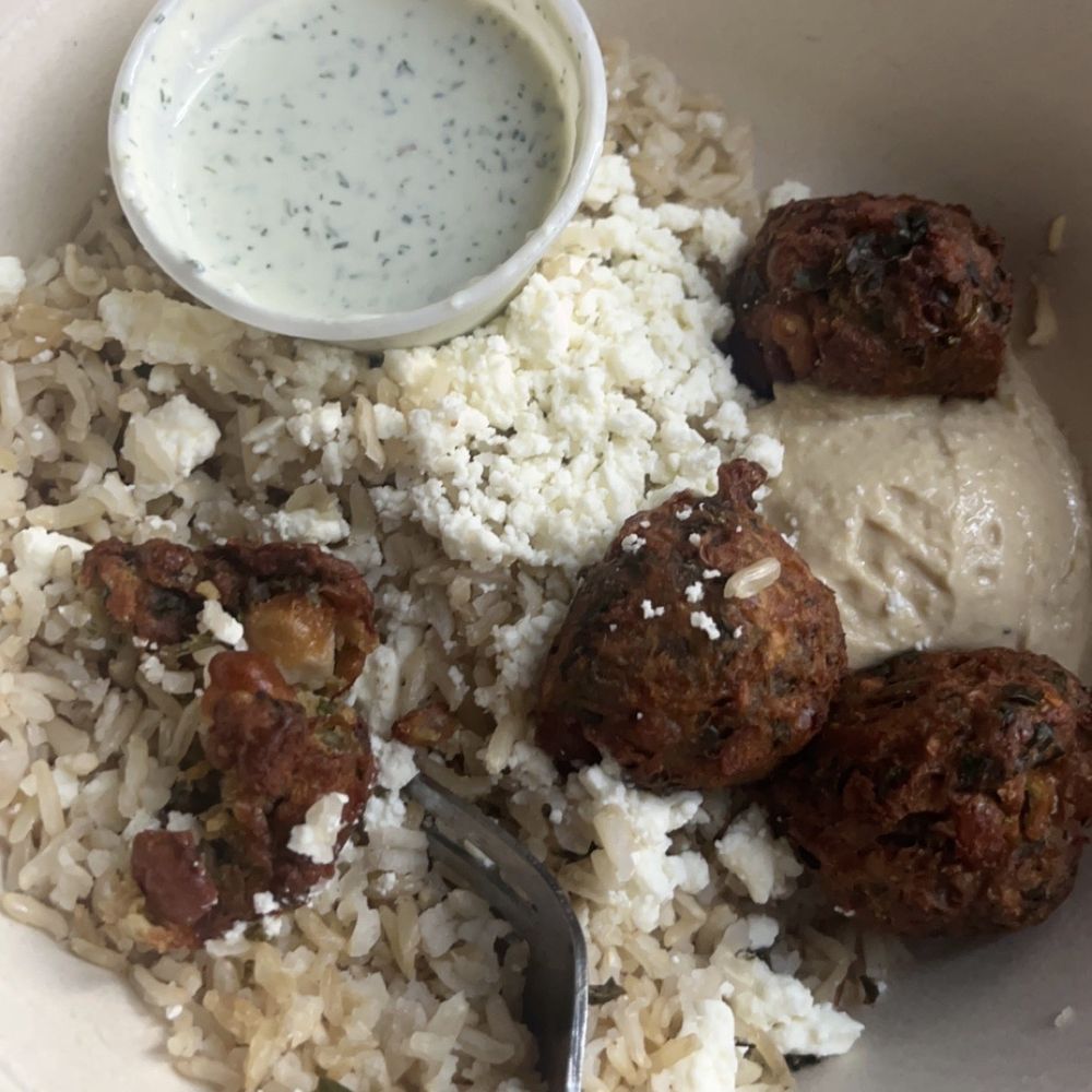 CAVA - Grain Bowl with falafel, 2x feta cheese, classic hummus, & dill dip - Salad Near Me - Denver, Colorado CAVA - Grain Bowl with falafel, 2x feta cheese, classic hummus, & dill dip - Salad Near Me - Denver, Colorado