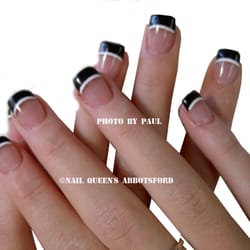 Nail Queen's - beautiful black tips(build-in with black powder-not plastic tips) and fine white line! Now special $43