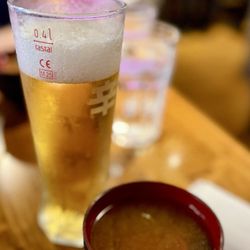 Konoha Yakitori Ramen and Sushi House - Asahi and miso soup