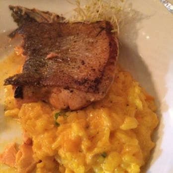 FINKA Table & Tap - Salmon over Seafood Risotto - Asian Fusion Near Me - Miami, Florida