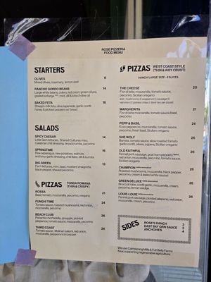 Menu photo 8 Rose Pizzeria San Francisco, CA Menu photo 8 Rose Pizzeria San Francisco, CA