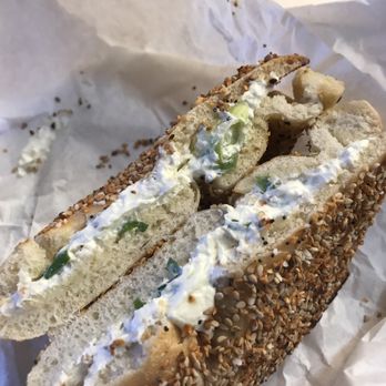 I Love Bagels - Flat everything bagel with scallion cream cheese! These flagels are like unicorns though so if you see one, grab it! - Delis Near Me - Oceanside, California I Love Bagels - Flat everything bagel with scallion cream cheese! These flagels are like unicorns though so if you see one, grab it! - Delis Near Me - Oceanside, California