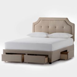 Our Sleep Guide Online Mattress Showroom Austin - Upholstered platform frame with drawers