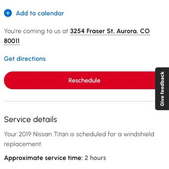 Safelite AutoGlass - This is the actual appointment time and address of location - Windshield Installation & Repair Near Me - Aurora, Colorado