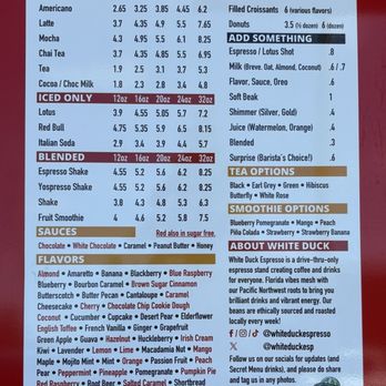 White Duck Espresso - Menu - Coffee & Tea Near Me - Lutz, Florida
