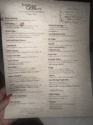 Menu photo 2 Bar Ella Pacific Beach San Diego, CA