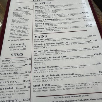 L'Gueuleton - Dinner menu - French Near Me - Dublin, D