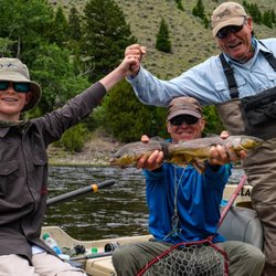FishTales Outfitting - A grandfather grandson double on the Big Hole River! Truly good, clean fun!