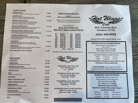 Menu photo 7 Hot Wings Cafe Pasadena, CA