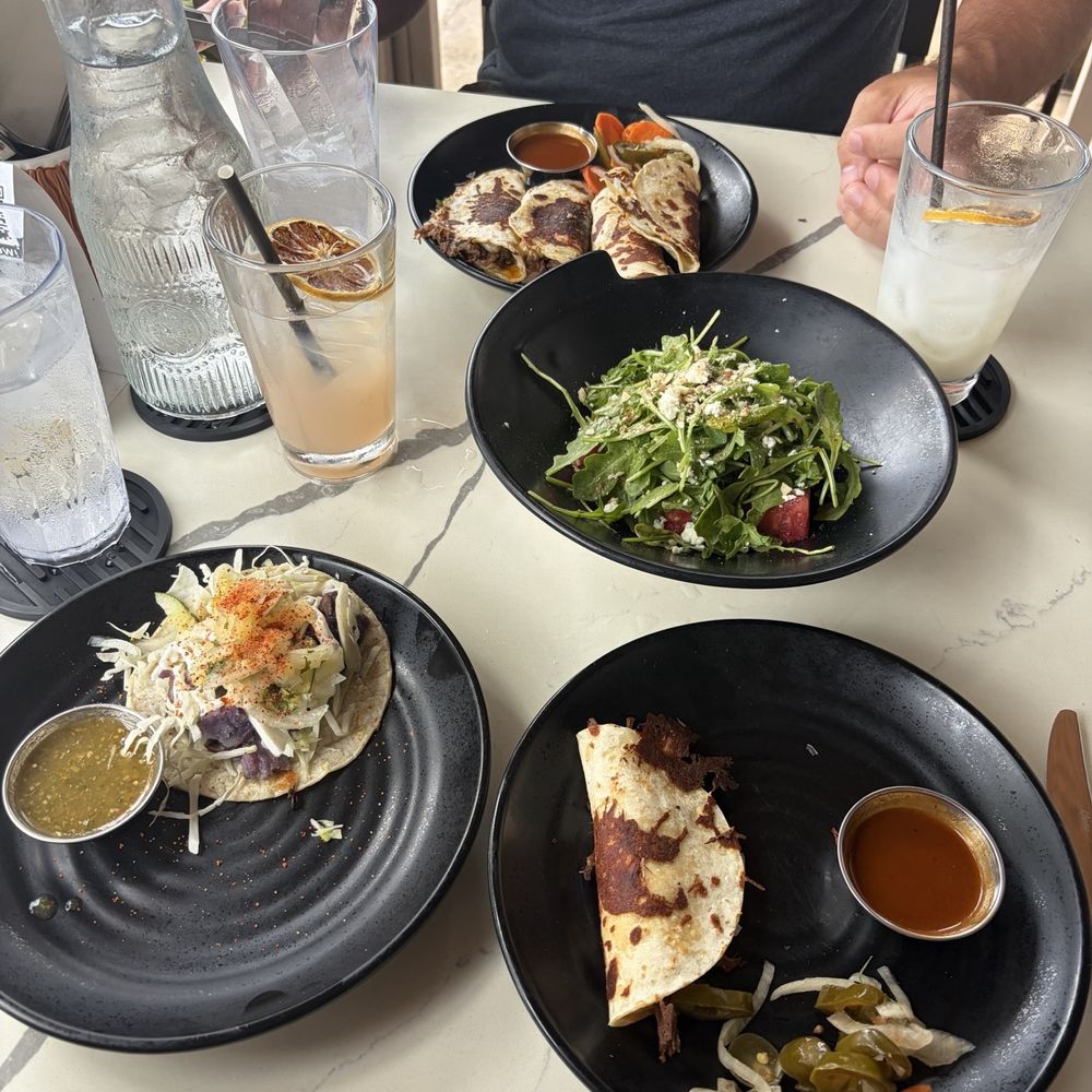 Coco Deck - Strawberry and watermelon salad, sweet potato taco and birria tacos - Mexican Near Me - Lahaina, Hawaii