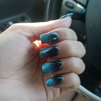 Organic Nails and Spa - Blue glitter and black - Nail Salons Near Me - Turlock, California Organic Nails and Spa - Blue glitter and black - Nail Salons Near Me - Turlock, California