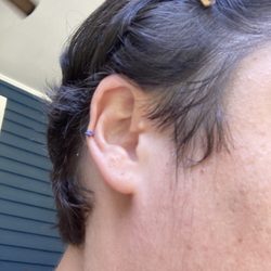 Piercings By Jill - Helix front with the spiked titanium piece I brought