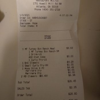 Arby's - What we ordered... - Fast Food Near Me - Atlanta, Georgia