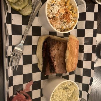 The Bayou - Brisket stack. Potato salad and street corn. - Desserts Near Me - Kenai, Alaska