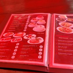 Sun House restaurant - The extensive Czech English menu.