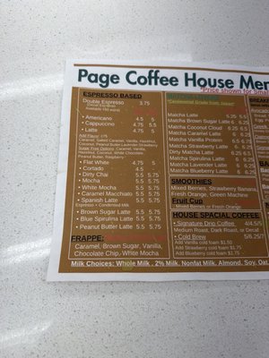 Menu photo 3 Page Coffee House Page, AZ
