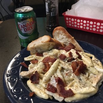 Alfredo's - Carbonara with  chicken, homemade pasta - Italian Near Me - Allston, Massachusetts
