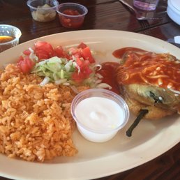 Chile relleno plate minus beans. It was good but I've had better. Chile relleno plate minus beans. It was good but I've had better.